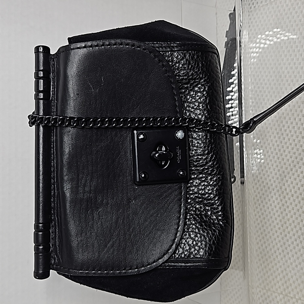 COACH BLACK LEATHER AND SUEDE DRIFTER CROSSBODY IN MATTE BLACK - Picture 1 of 10